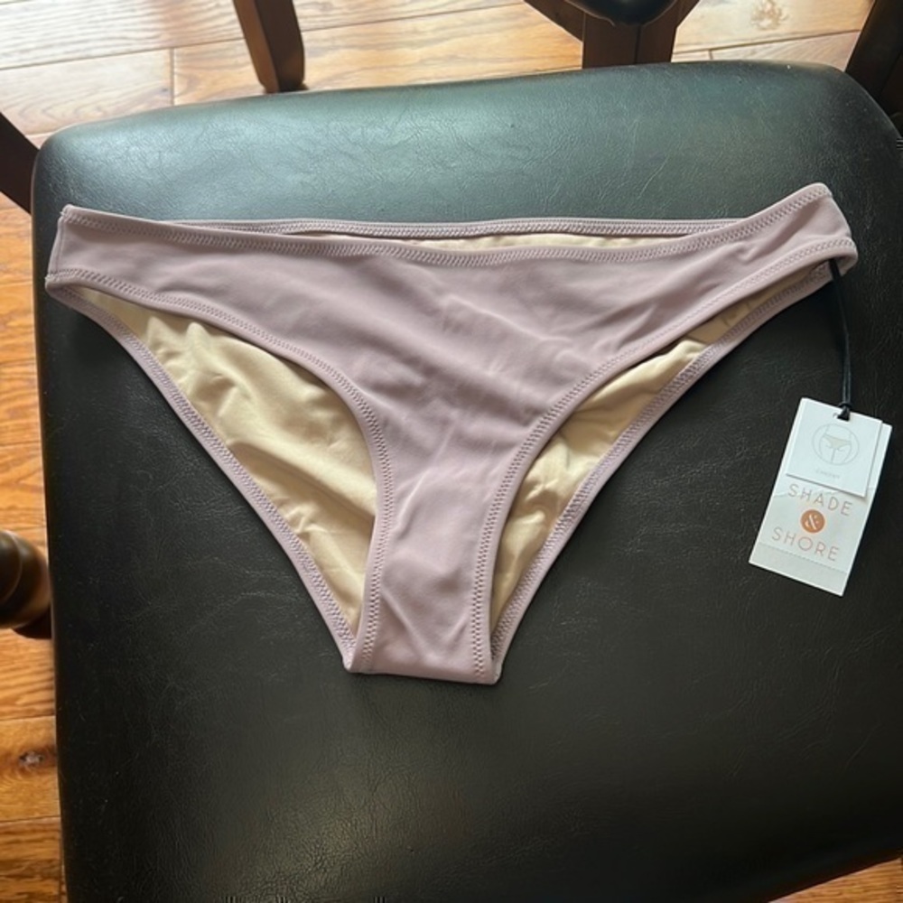 Sun and shore light, purple cheeky swim bottoms, size small, new with tag